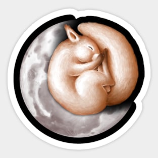 Cute squirrel sleeping on the moon. Sticker